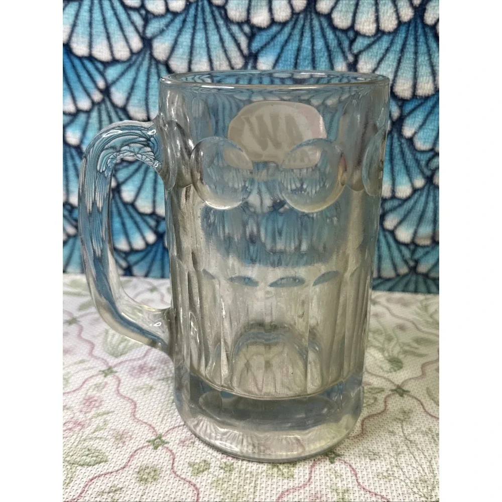 Vintage A&W Root Beer Soda Mug Heavy Glass Dimple Sides 6